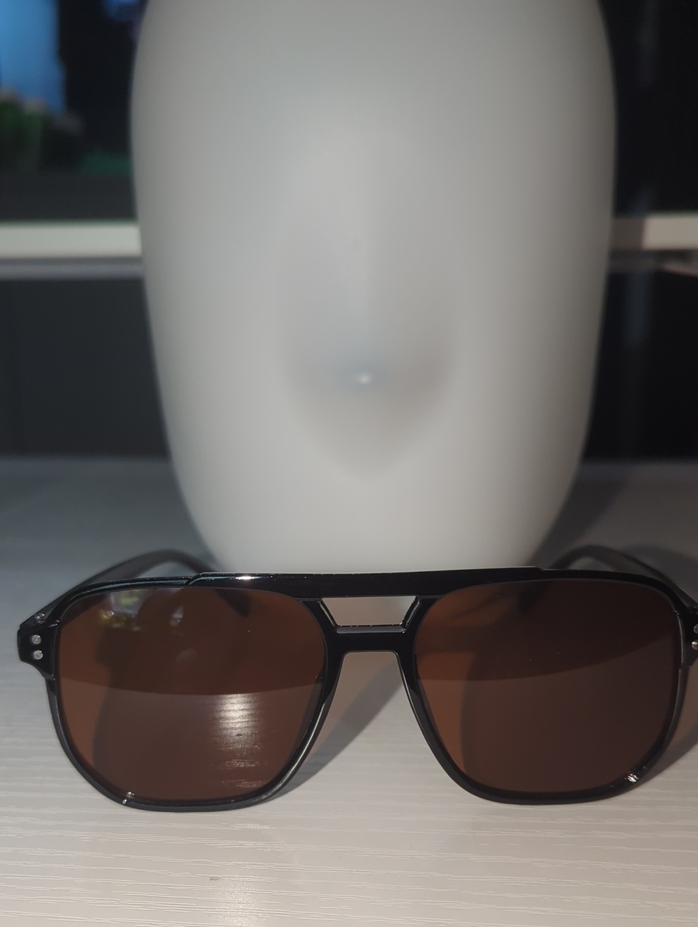 Women's/Unisex Black Frame Brown Lens Sunglasses - Classic Aviator Style